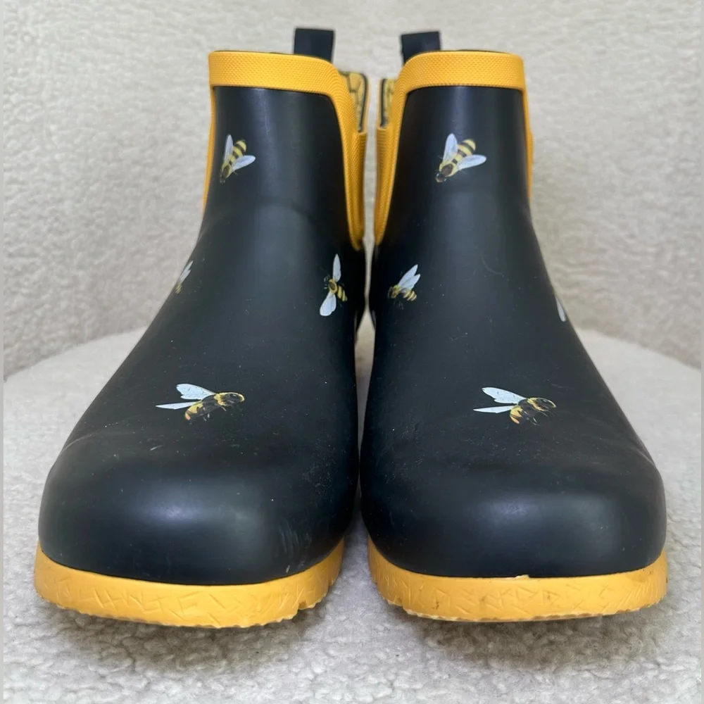 Galleria‎ Enterprises Chelsea rain snow boots booties navy blue yellow bee 🐝 11